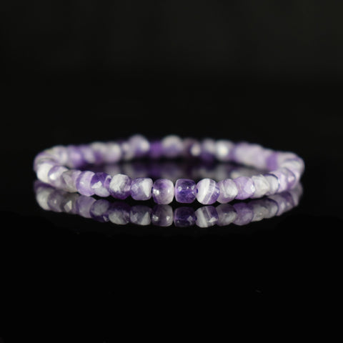 Améthyste Chevron Bracelet perles carrées facettées 4.5mm - Intégration - Calme spirituel - Guérison