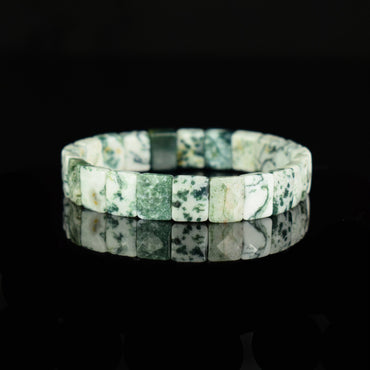 Bracelet Agate Arbre naturelle du Brésil AAA perles 12mm x 9.5mm facettées, Agate Dendritique - Equilibre - Paix - Confiance en soi #2