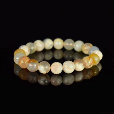 Bracelet Agate Fleur de Cerisier Sakura perles 10mm rondes - Sérénité - Joie - Epanouissement