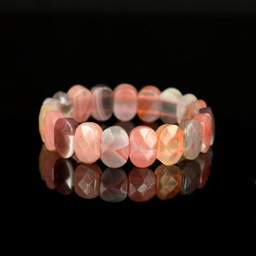 Bracelet Agate du Botswana Rose grandes perles 14.5mm x 10mm facettées AAA - Harmonie - Alignement - Force #2