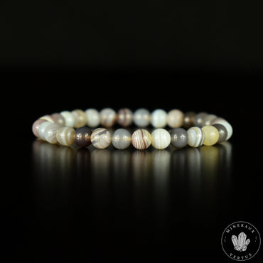 Bracelet Agate du Botswana perles rondes 6mm naturelles
