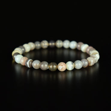 Bracelet Agate du Botswana perles rondes 6mm naturelles