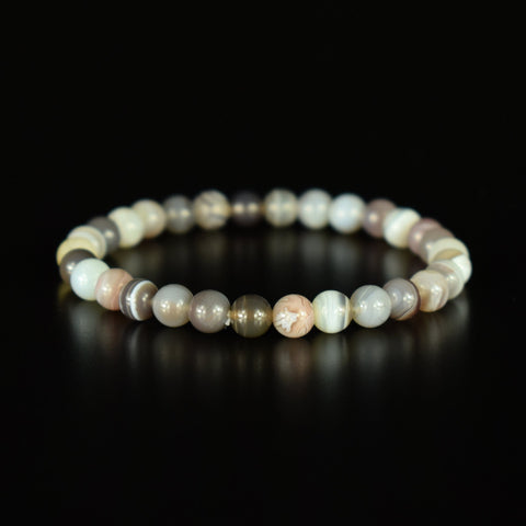 Bracelet Agate du Botswana perles rondes 6mm naturelles