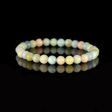 Bracelet Aigue-Marine Morganite Héliodore et Béryl Vert perles 6mm rondes A