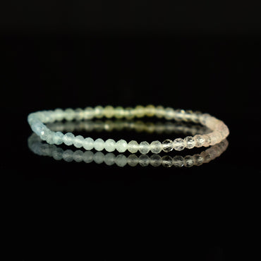 Bracelet Aigue-Marine Morganite Héliodore perles couleurs en dégradées 4mm rondes facettées AAA