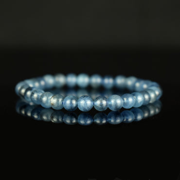 Bracelet Aigue-Marine et Tourmaline Noire perles rondes 6mm AA - Devil Blue Aquamarine