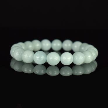 Bracelet Aigue-Marine perles 10mm rondes A , Réconfort - Circulation - Edification