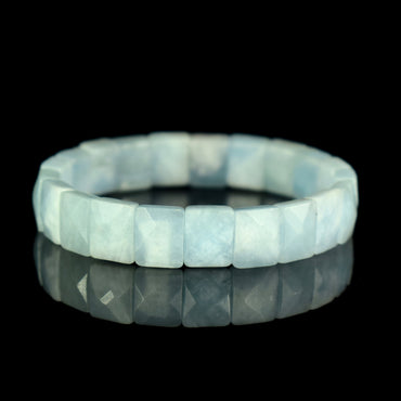 Bracelet Aigue-Marine perles 12mm x 9mm facettées grade AA , Réconfort - Circulation - Edification #2