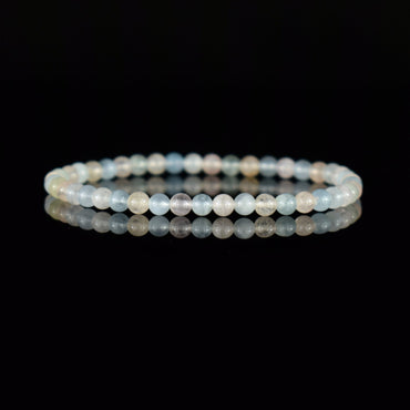 Bracelet Aigue Marine/Morganite/Héliodore AA perles 4mm rondes lisses - Libération - Simplification - Amour