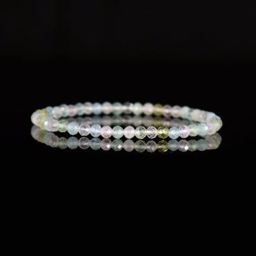 Bracelet Aigue Marine Morganite Héliodore perles 4mm rondes facettées AAA