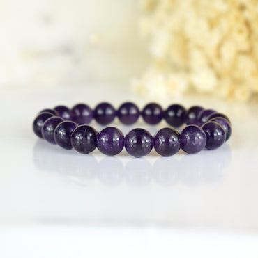 Bracelet Améthyste 10mm AA perles rondes  - Intégration - Calme spirituel - Guérison