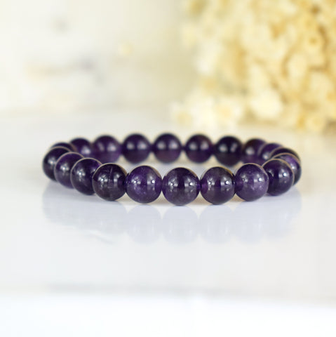 Bracelet Améthyste 10mm AA perles rondes  - Intégration - Calme spirituel - Guérison