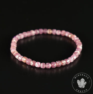 Bracelet Lépidolite Pourpre perles 4.5mm carrées facettées