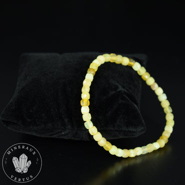 Bracelet Opale Jaune - Opale Miel AA perles carrées à facettes 4mm - Joie - Douceur - Harmonie