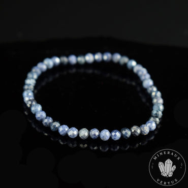 Bracelet fin Saphir bleu AA perles 4mm rondes facettées - Protection - Compréhension - Pouvoir