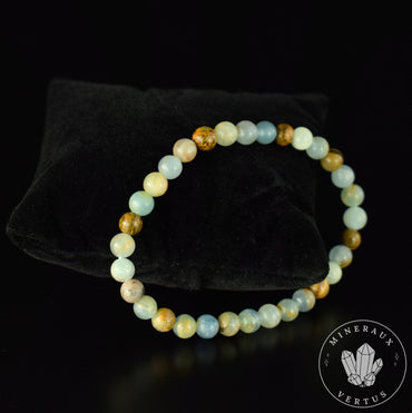 Bracelet Calcite Caraïbes Onyx Bleu perles rondes 6mm - Force intérieure - Endurance - Détermination