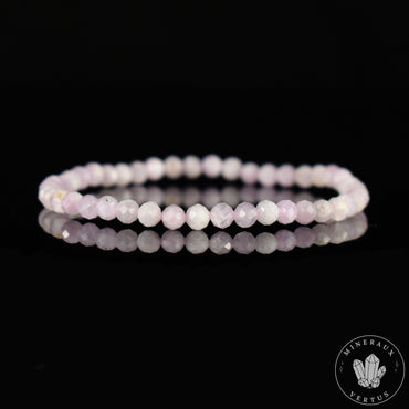 Bracelet Kunzite AA perles rondes facettées 4mm, Amour - Soutien - Compréhension - Paix