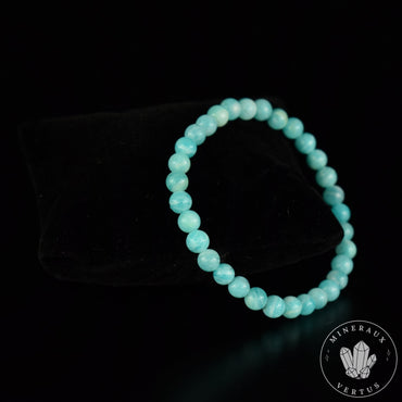 Bracelet Amazonite Bleue perles 6mm rondes du Mozambique grade AAA - Stimulation - Communication - Mémoire