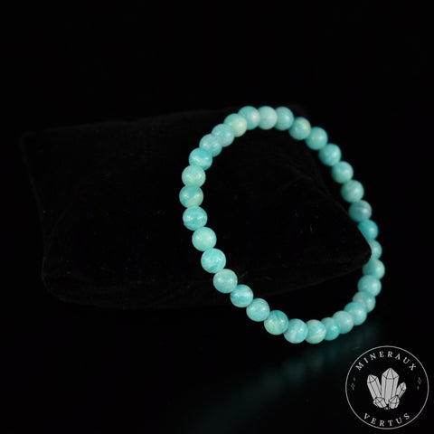Bracelet Amazonite Bleue perles 6mm rondes du Mozambique grade AAA - Stimulation - Communication - Mémoire