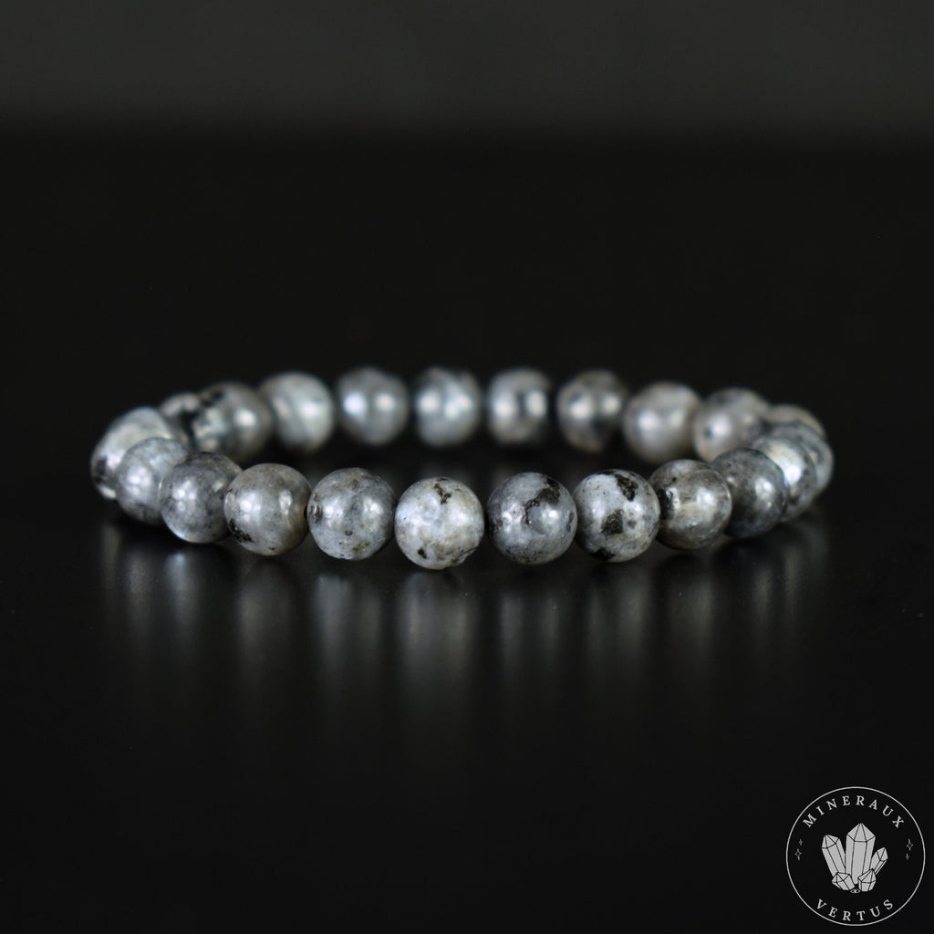 Bracelet Larvikite perles 8mm rondes