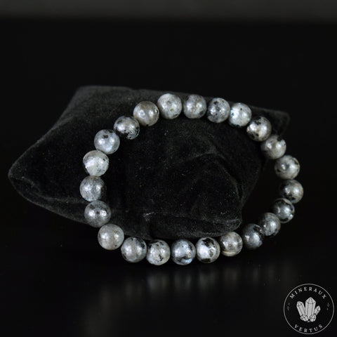Bracelet Larvikite perles 8mm rondes