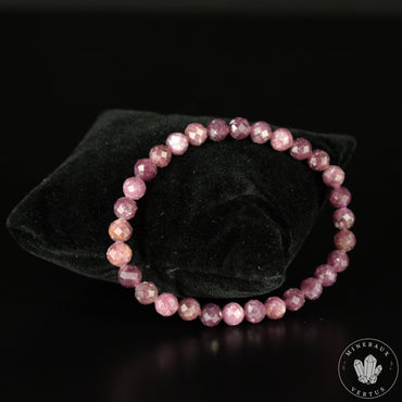 Bracelet Lépidolite Pourpre perles rondes facettées 6.5mm grade AA