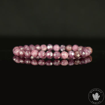 Bracelet Lépidolite Pourpre perles rondes facettées 6.5mm grade AA