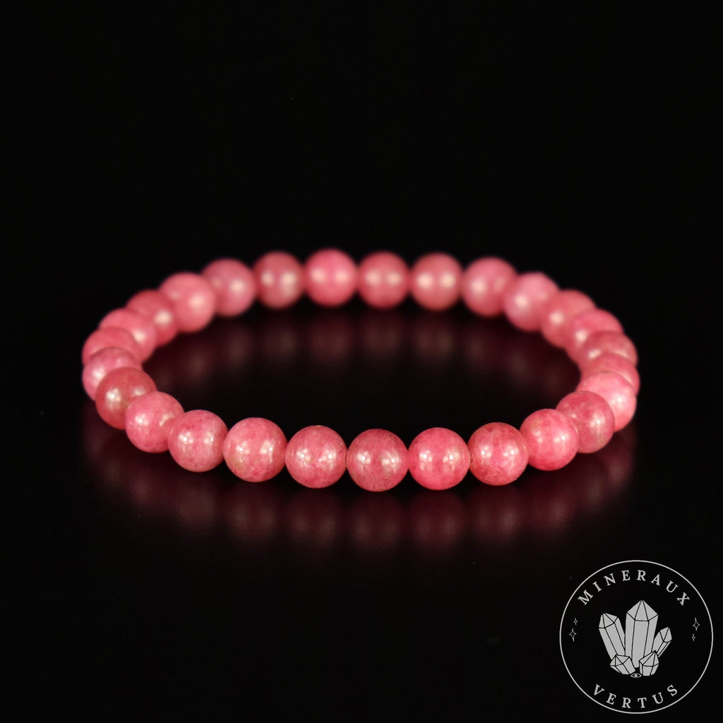 Bracelet Rhodonite du Brésil perles 7mm rondes grade AAA - Passion Motivation Communication