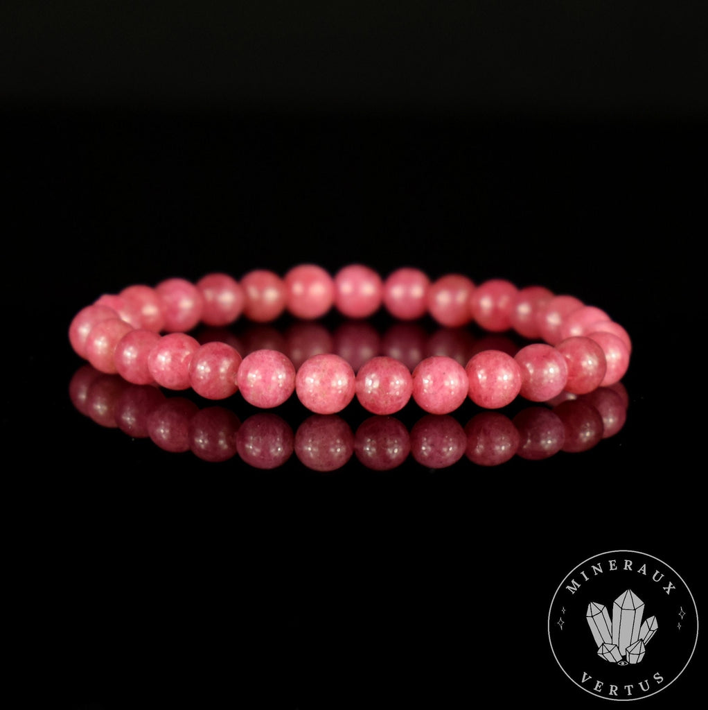 Bracelet Rhodonite du Brésil perles 7mm rondes grade AAA - Passion Motivation Communication