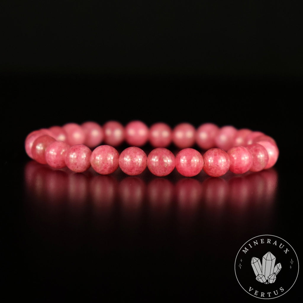 Bracelet Rhodonite du Brésil perles 7mm rondes grade AAA - Passion Motivation Communication