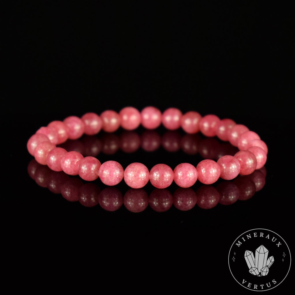 Bracelet Rhodonite du Brésil perles 7mm rondes grade AAA - Passion Motivation Communication