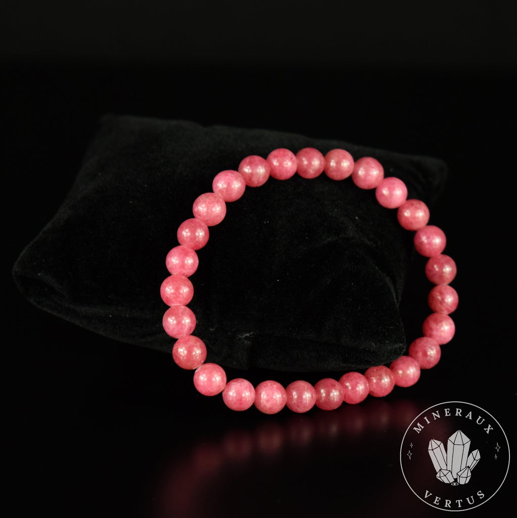 Bracelet Rhodonite du Brésil perles 7mm rondes grade AAA - Passion Motivation Communication