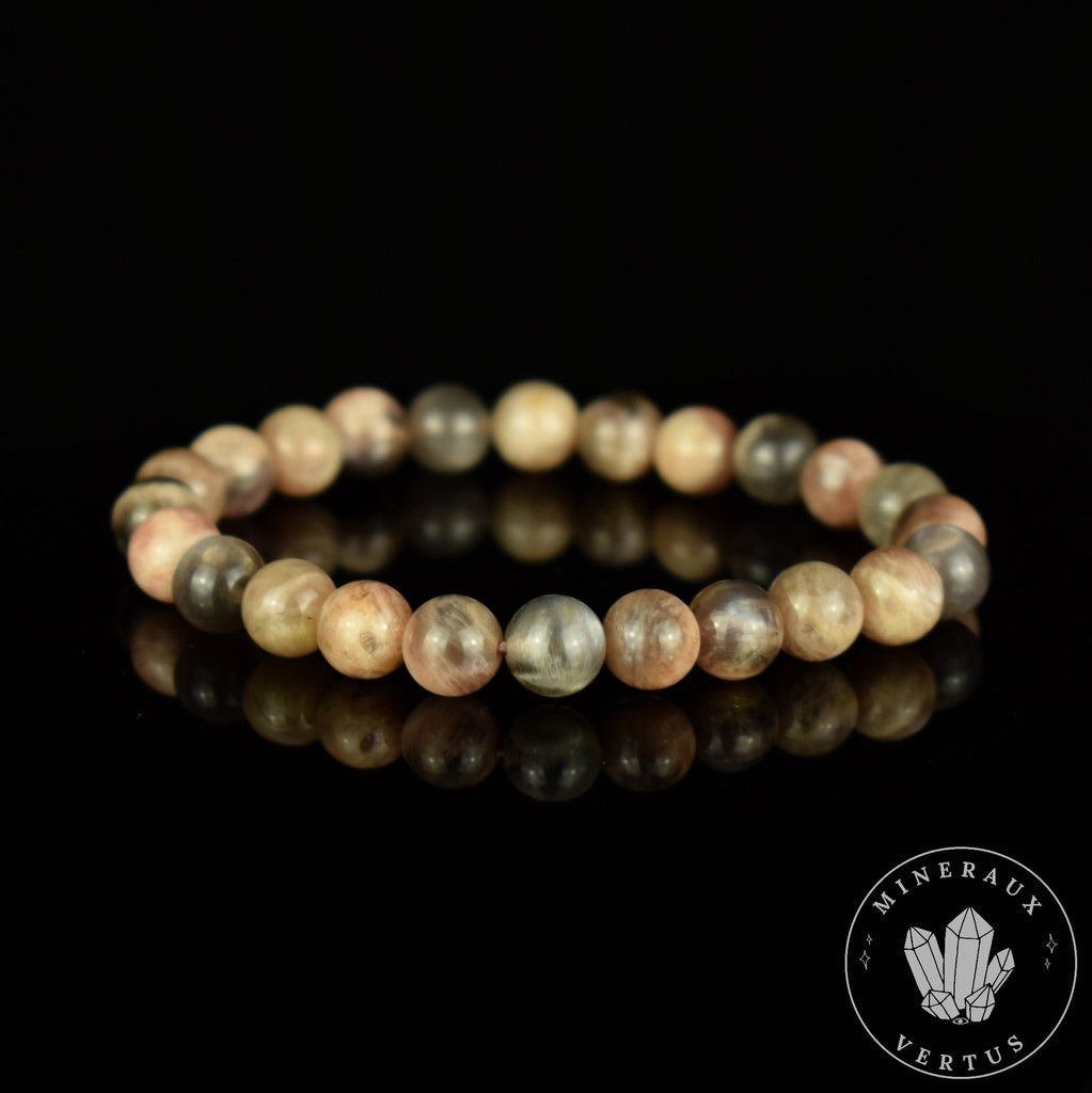 Bracelet Pierre de Lune Noire 8mm perles rondes AA