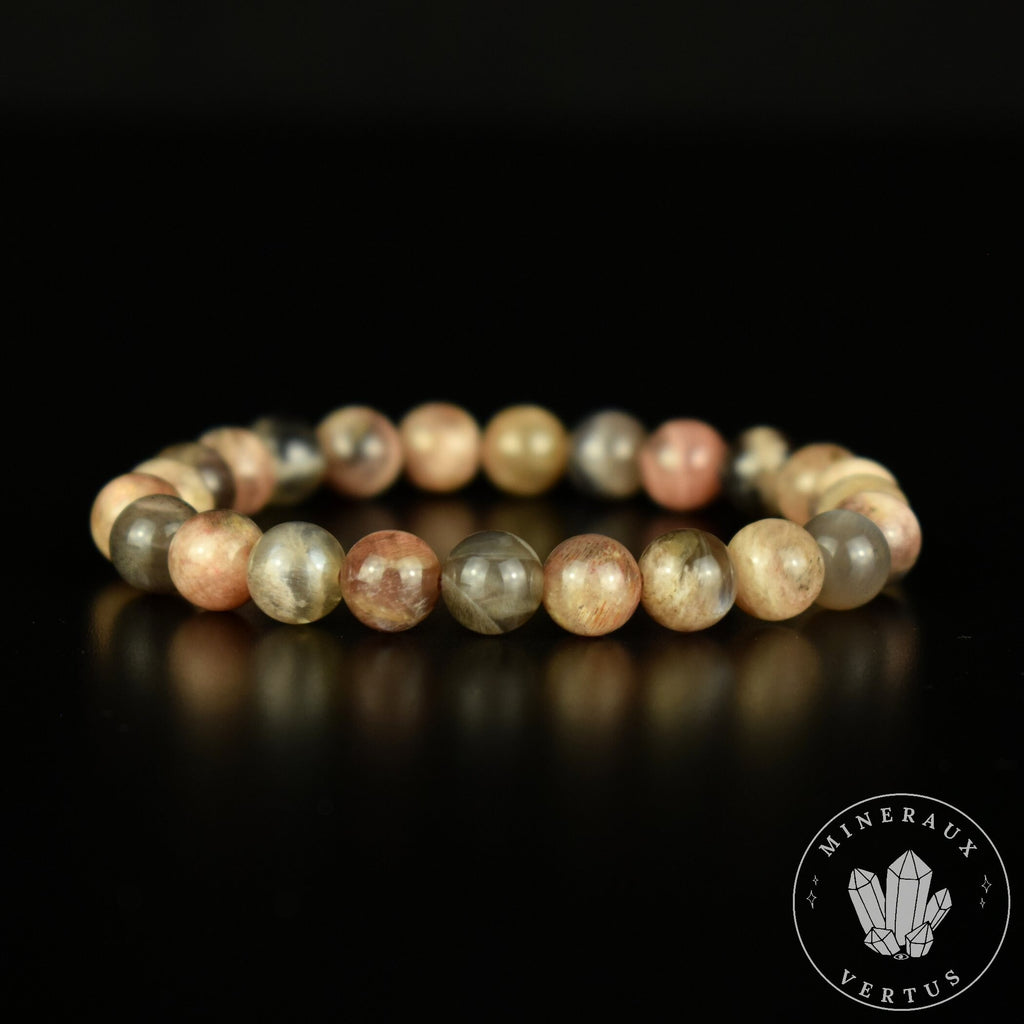 Bracelet Pierre de Lune Noire 8mm perles rondes AA
