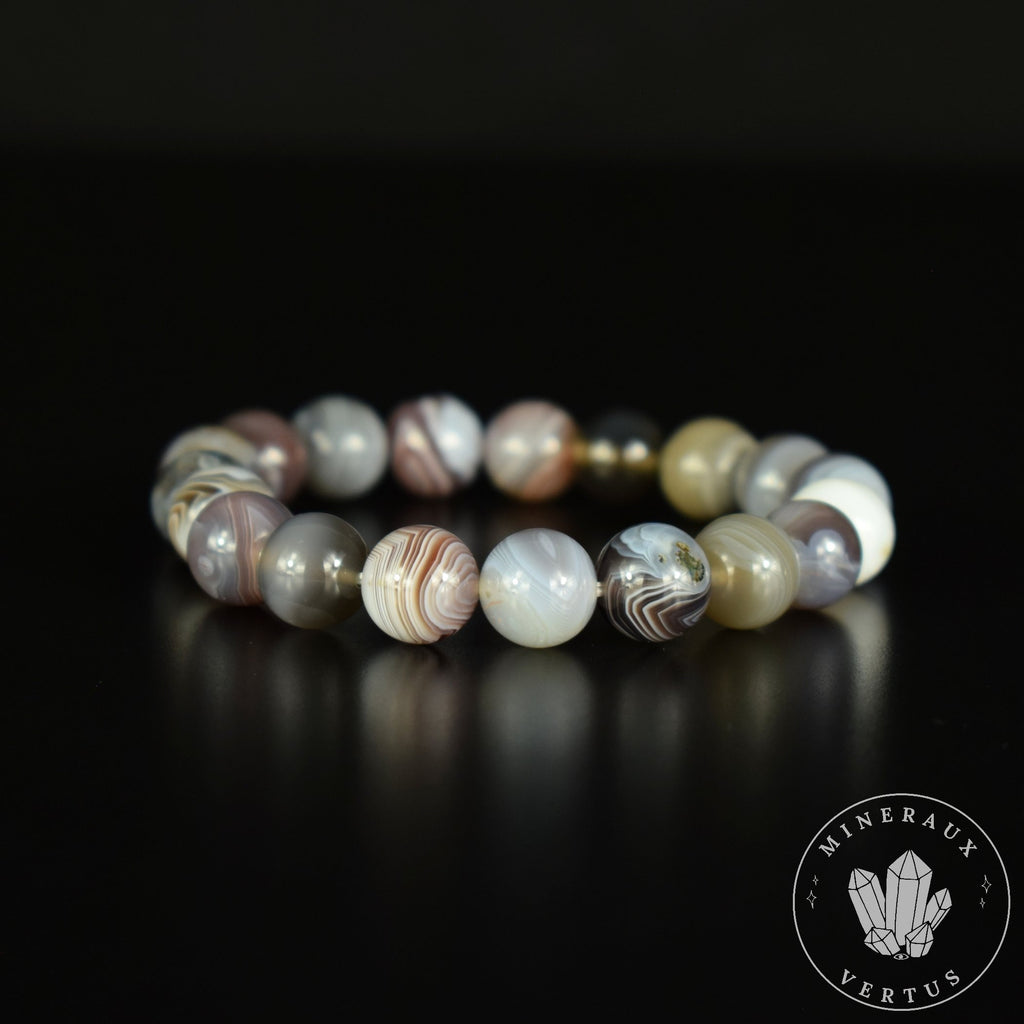 Bracelet Agate du Botswana 10mm perles rondes