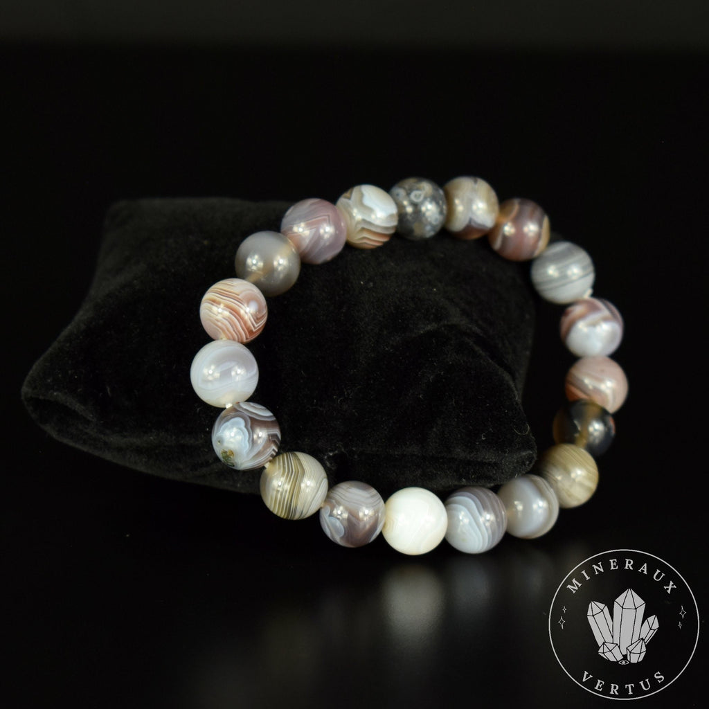 Bracelet Agate du Botswana 10mm perles rondes