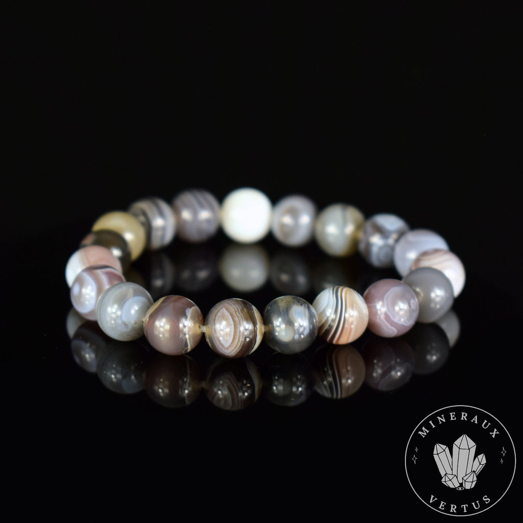 Bracelet Agate du Botswana 10mm perles rondes