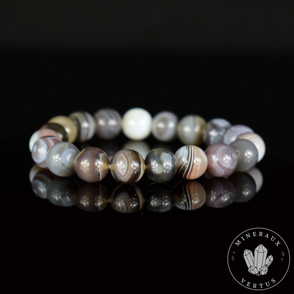 Bracelet Agate du Botswana 10mm perles rondes