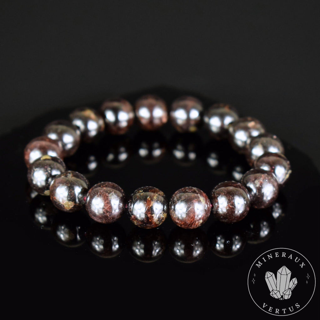 Bracelet Grenat Rouge Almandin du Brésil perles rondes 12mm - Initiation - Stimulation - Eclat