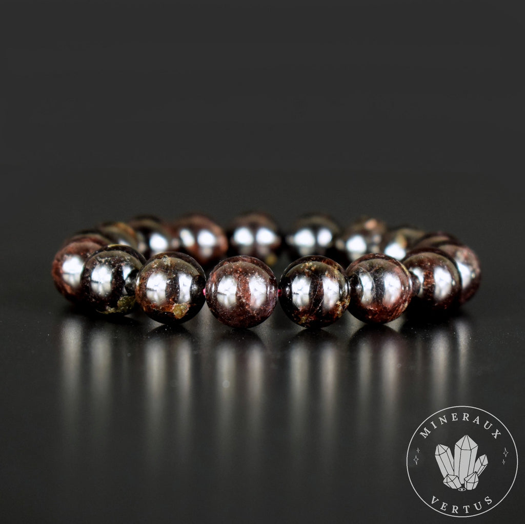 Bracelet Grenat Rouge Almandin du Brésil perles rondes 12mm - Initiation - Stimulation - Eclat