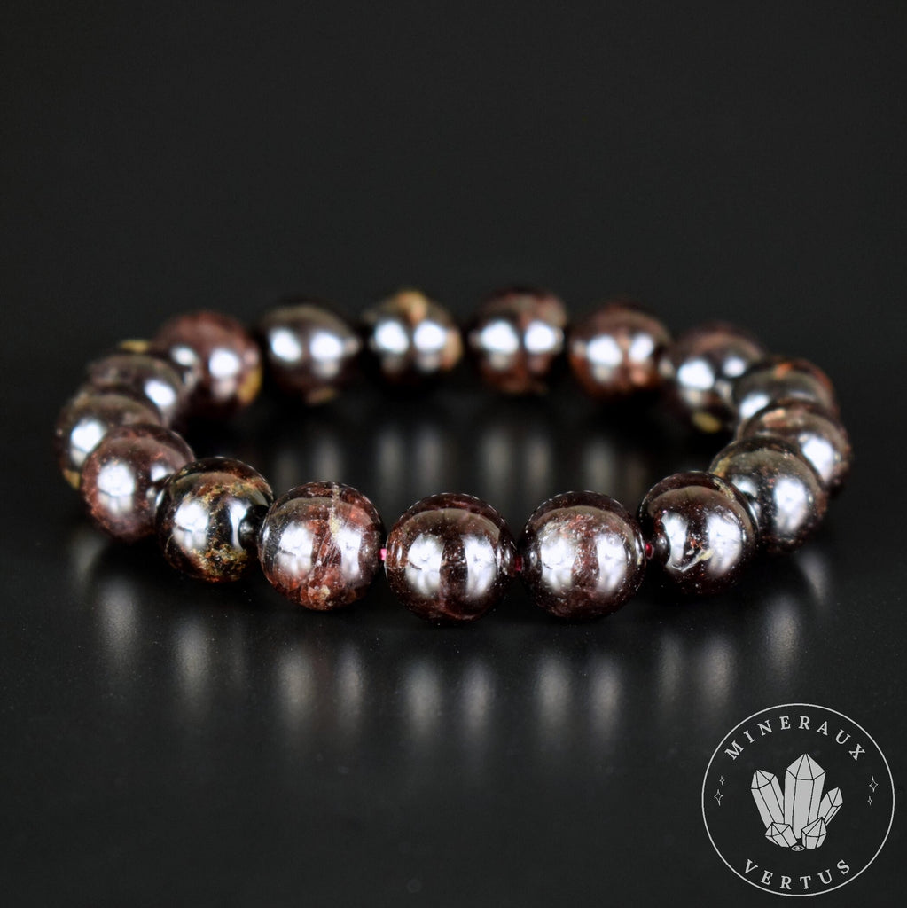 Bracelet Grenat Rouge Almandin du Brésil perles rondes 12mm - Initiation - Stimulation - Eclat