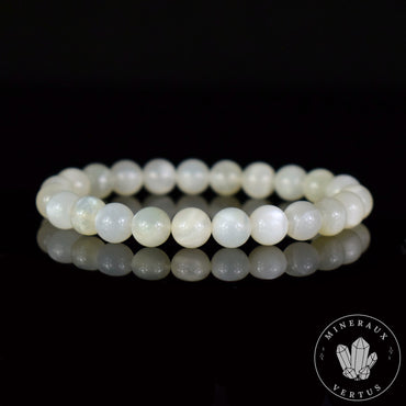 bracelet pierre de lune blanche perles 8mm