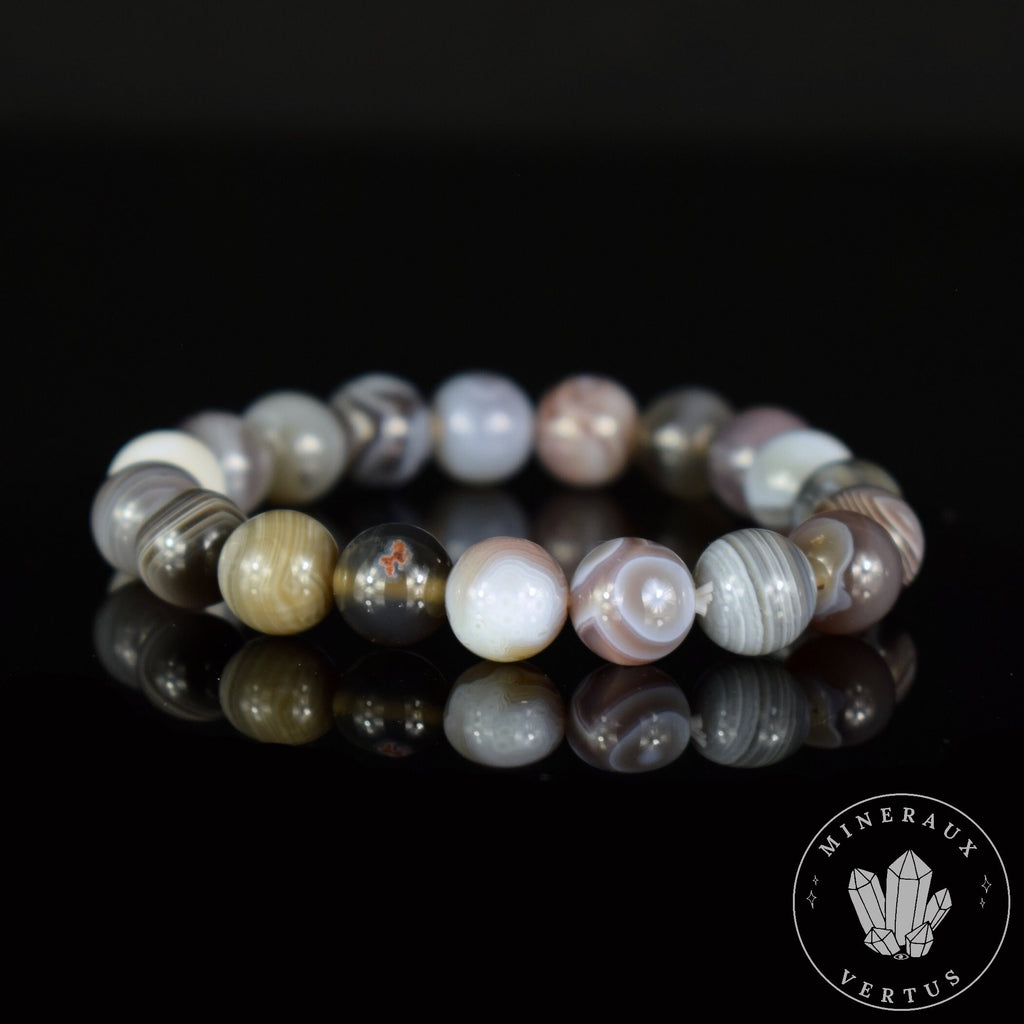 Bracelet Agate du Botswana 10mm perles rondes