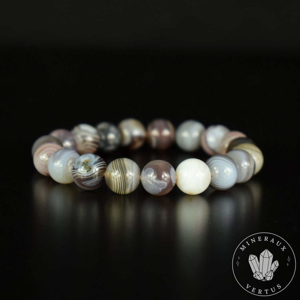 Bracelet Agate du Botswana 10mm perles rondes