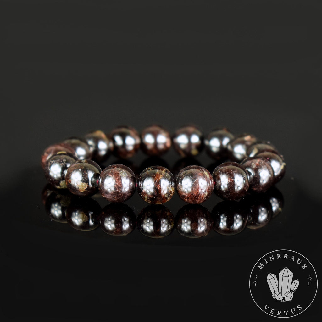Bracelet Grenat Rouge Almandin du Brésil perles rondes 12mm - Initiation - Stimulation - Eclat
