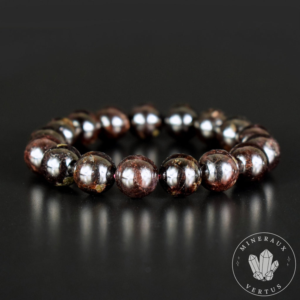 Bracelet Grenat Rouge Almandin du Brésil perles rondes 12mm - Initiation - Stimulation - Eclat