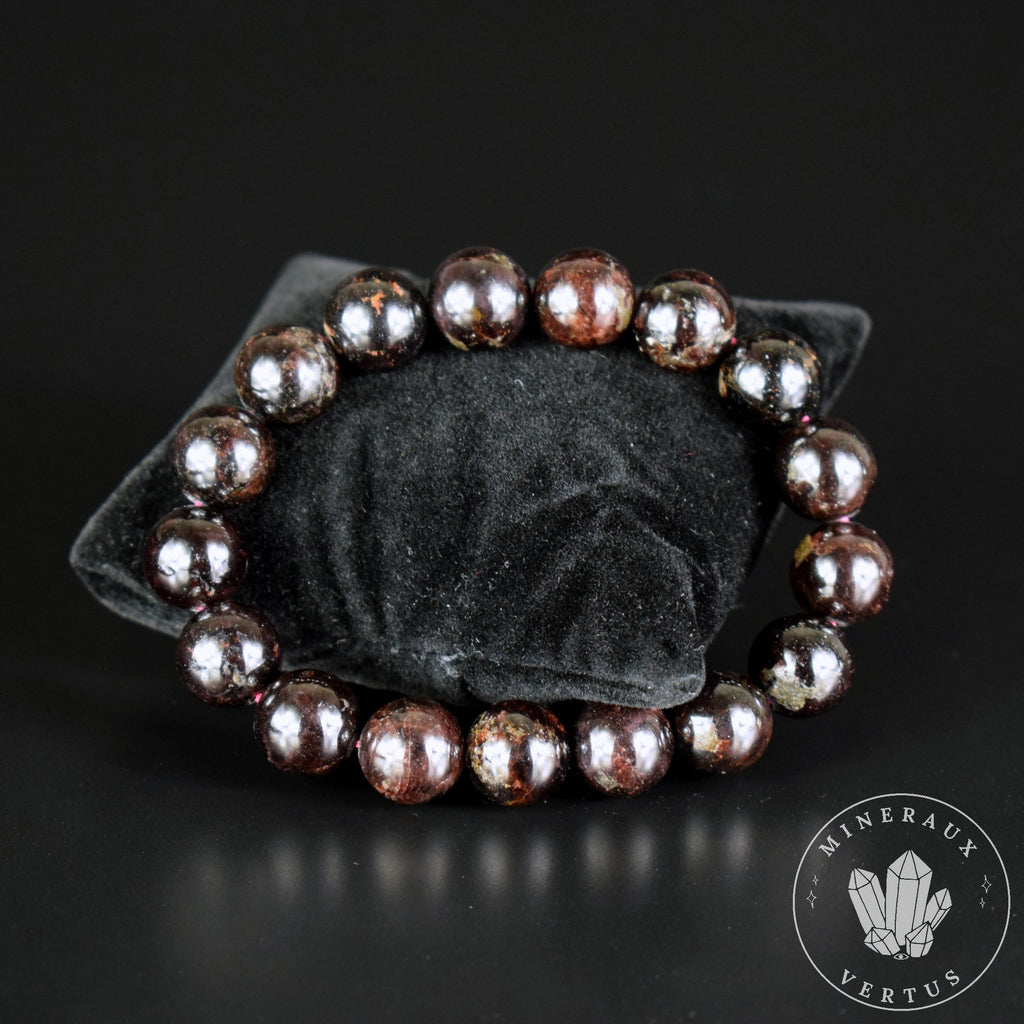 Bracelet Grenat Rouge Almandin du Brésil perles rondes 12mm - Initiation - Stimulation - Eclat