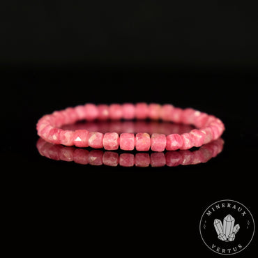 bracelet rhodonite perles 4mm carrées facettées