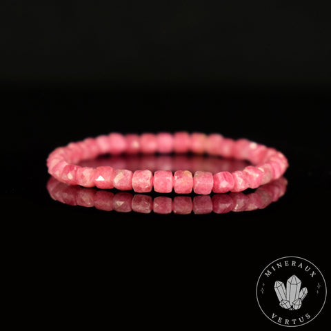bracelet rhodonite perles 4mm carrées facettées