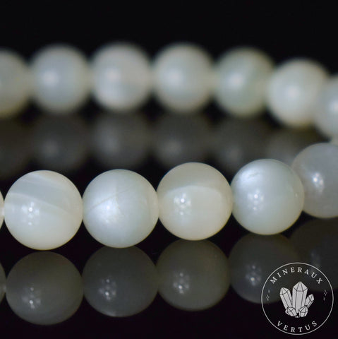 Bracelet Pierre de Lune Blanche perles 8mm rondes AA - Equilibre émotionnel - Libération - Empathie - Féminité